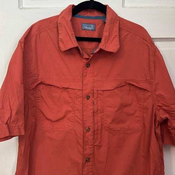 RK Performance Fishing Short Sleeve Men's Large Shirt Orange Multiple Pockets - Picture 3 of 11